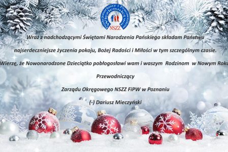 Życzenia Zarząd Okręgowy NSZZ FiPW w Poznaniu